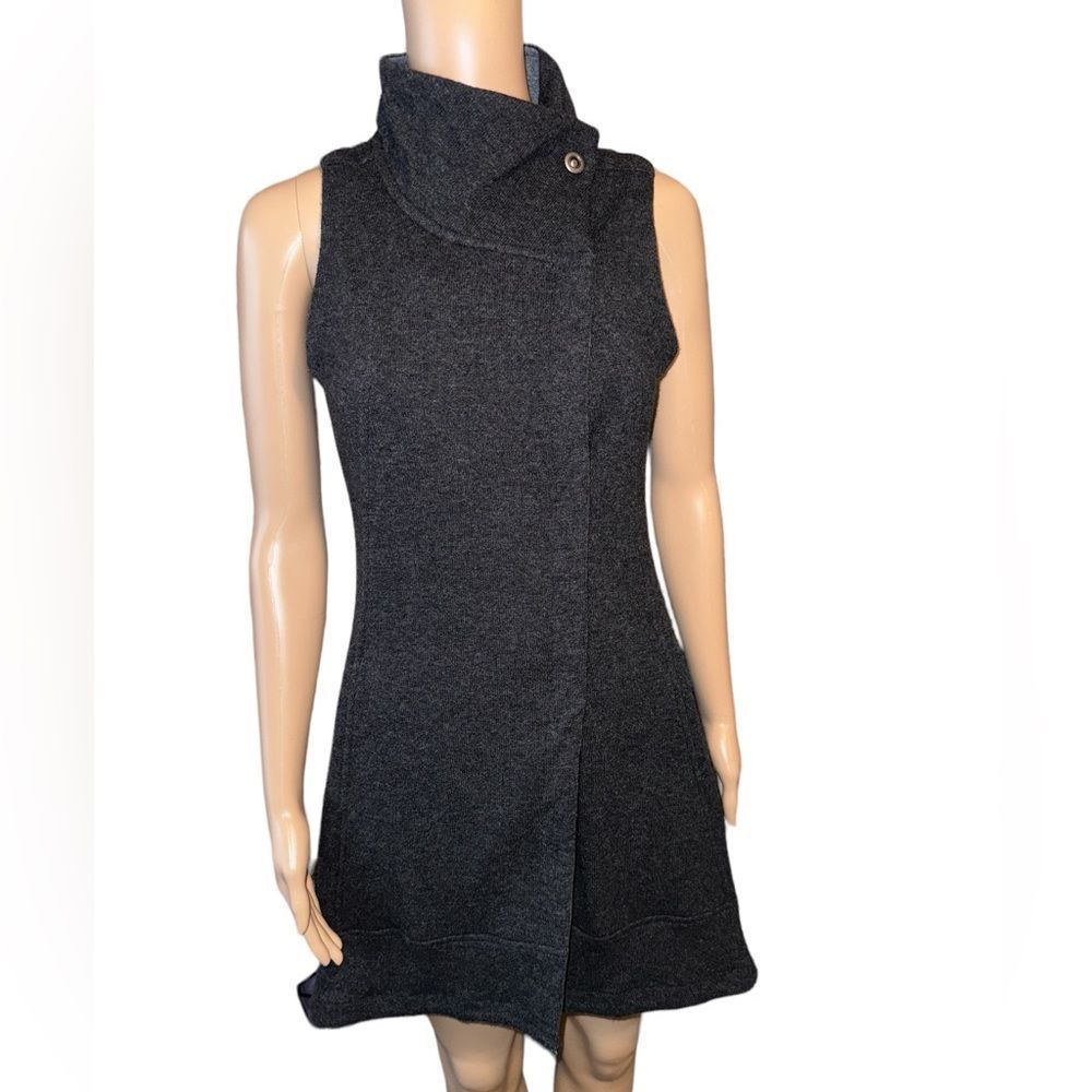 Toad & Co Wildling Long Vest Asymmetrical Snap Closure Size XS Wool Blend‎ Gray